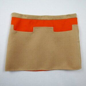 Marc Jacobs Camel and Orange Wool Micro Mini Skirt Appliqué Button Detail 4